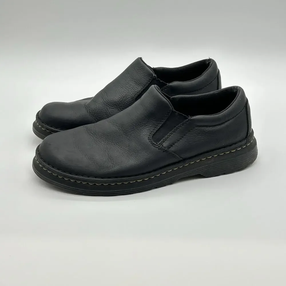 Dr. Martens Boyle Shoes Mens 11 Black Leather Slip On SoftWair Comfort Casual